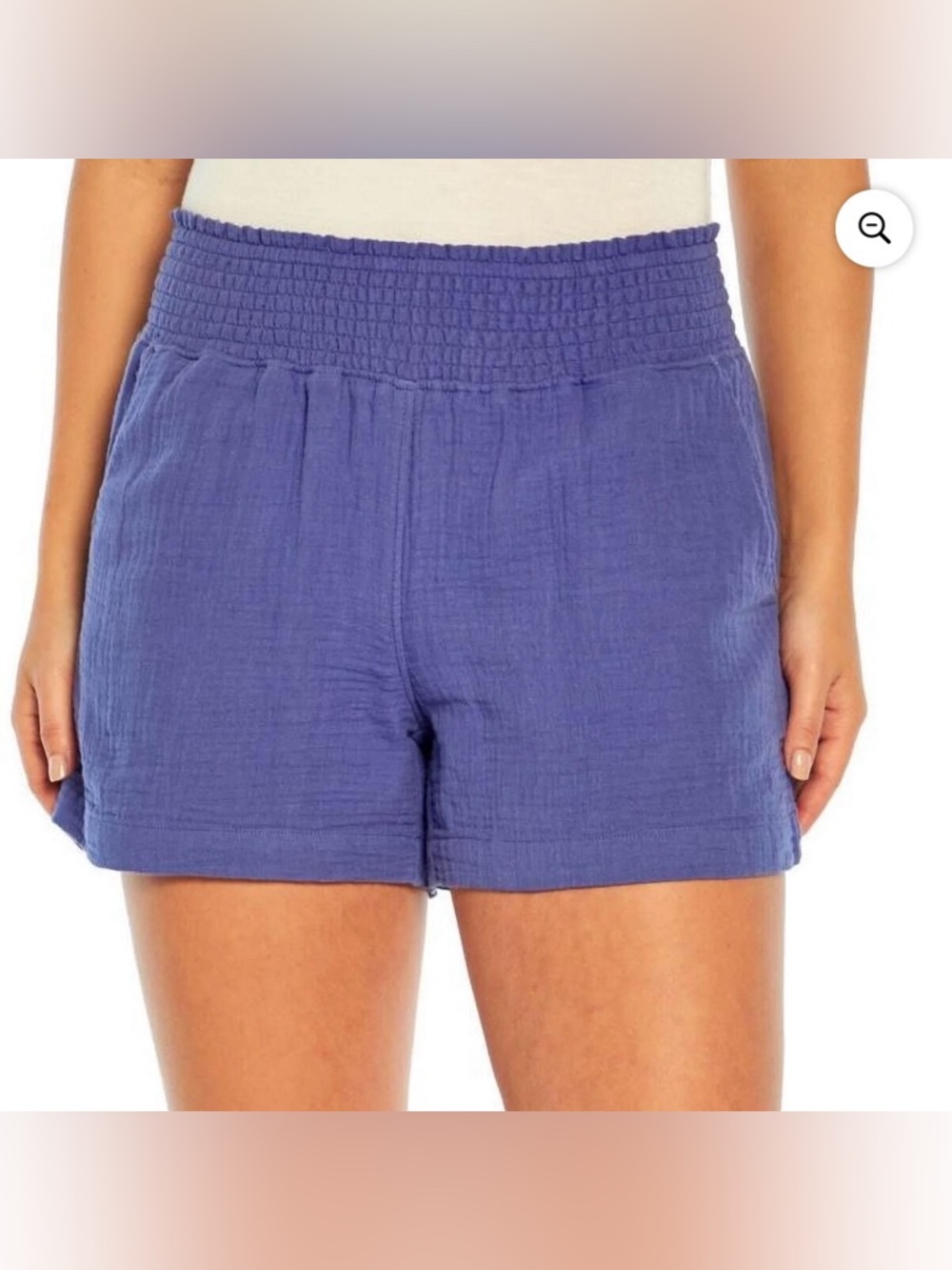 Three Dots Women's Smocked Waistband Double Layer Cotton Gauze Shorts Size Large
